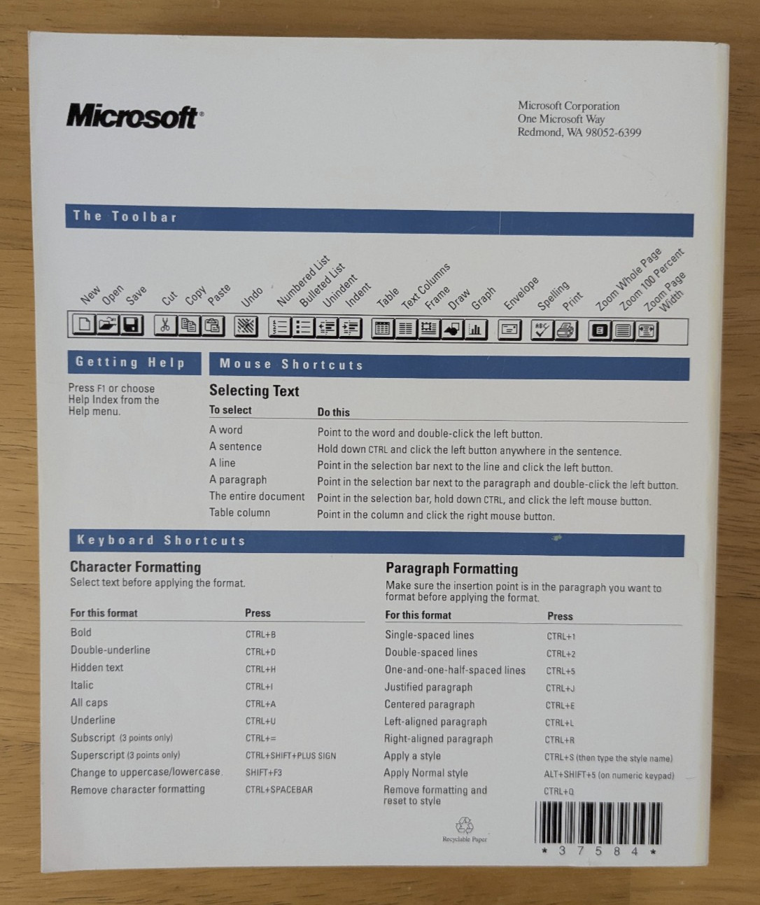 Microsoft Word for Windows Version 2.0 User's Guide 1991-1992 -No discs included