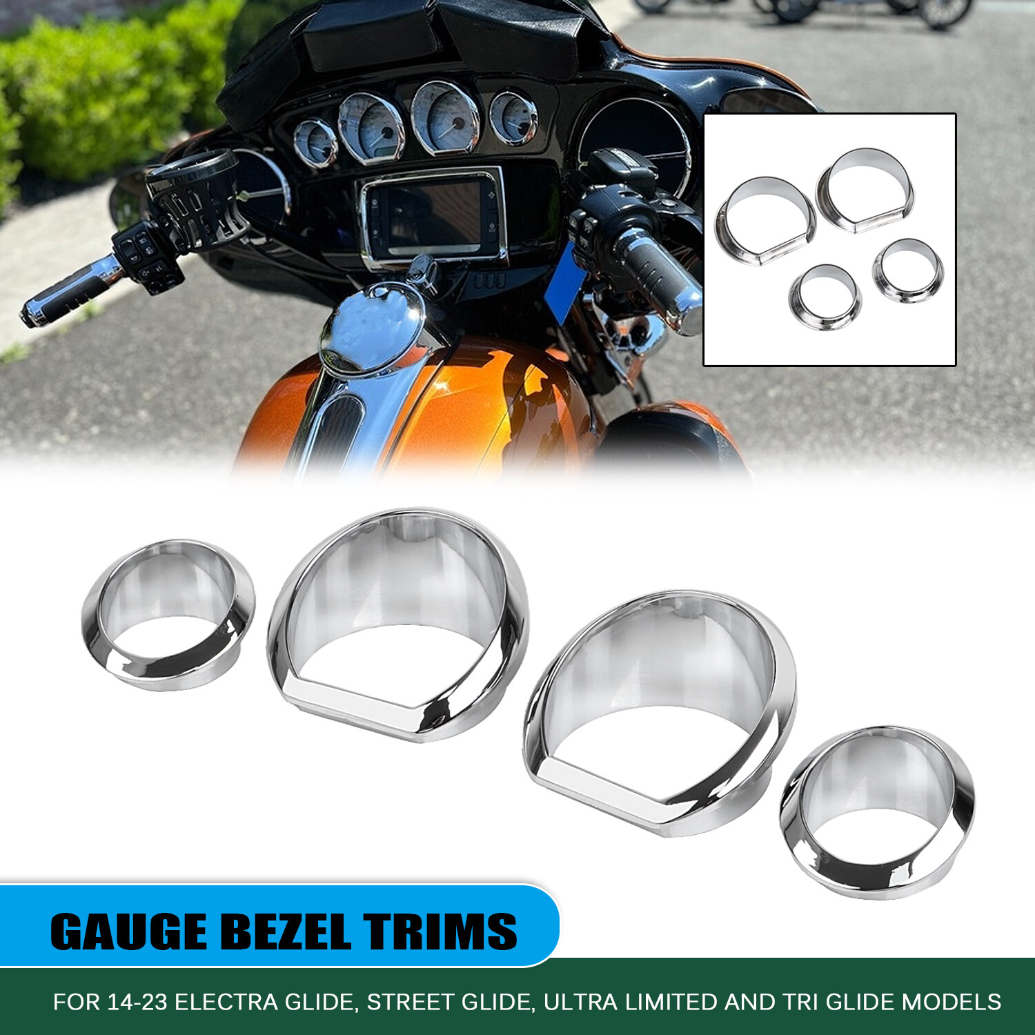 Chrome Gauge Bezel Trim Ring For Harley Street Tri Electra Glide FLHTCU FLHTCUTG