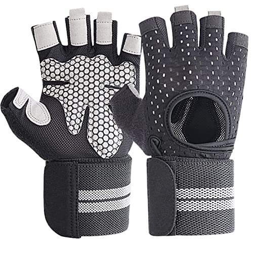 Guantes con correa para la muñeca para ejercicios de levantamiento de pesas
