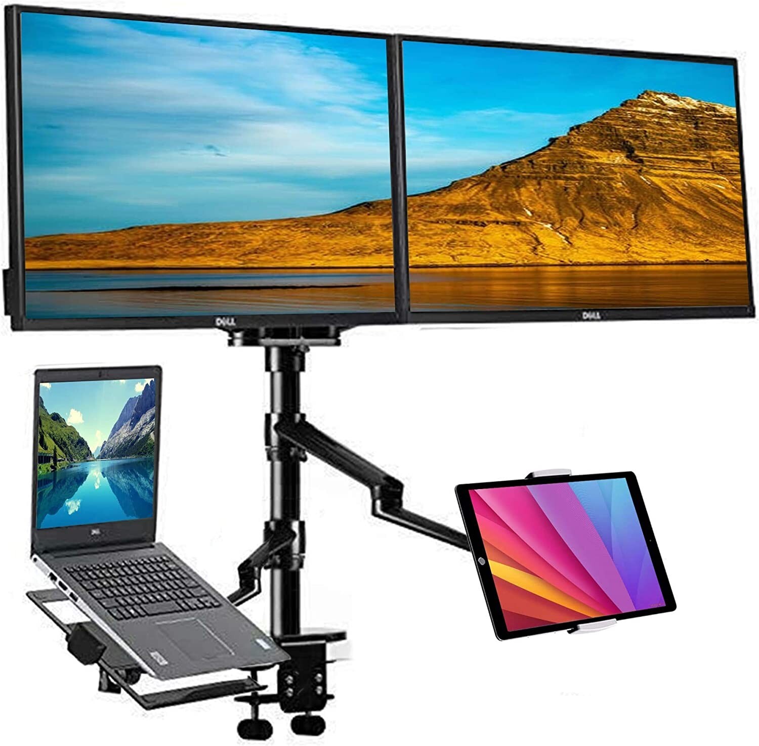 4 arm Height Adjustable Desk Bed Holder Mount Stand fr LAPTOP and Monitor/Tablet