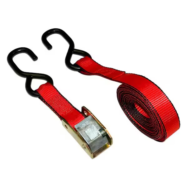 1 In. X 15 Ft. Cam Buckle Tie-Down Strap with 1500 Lbs. S-Hook Design