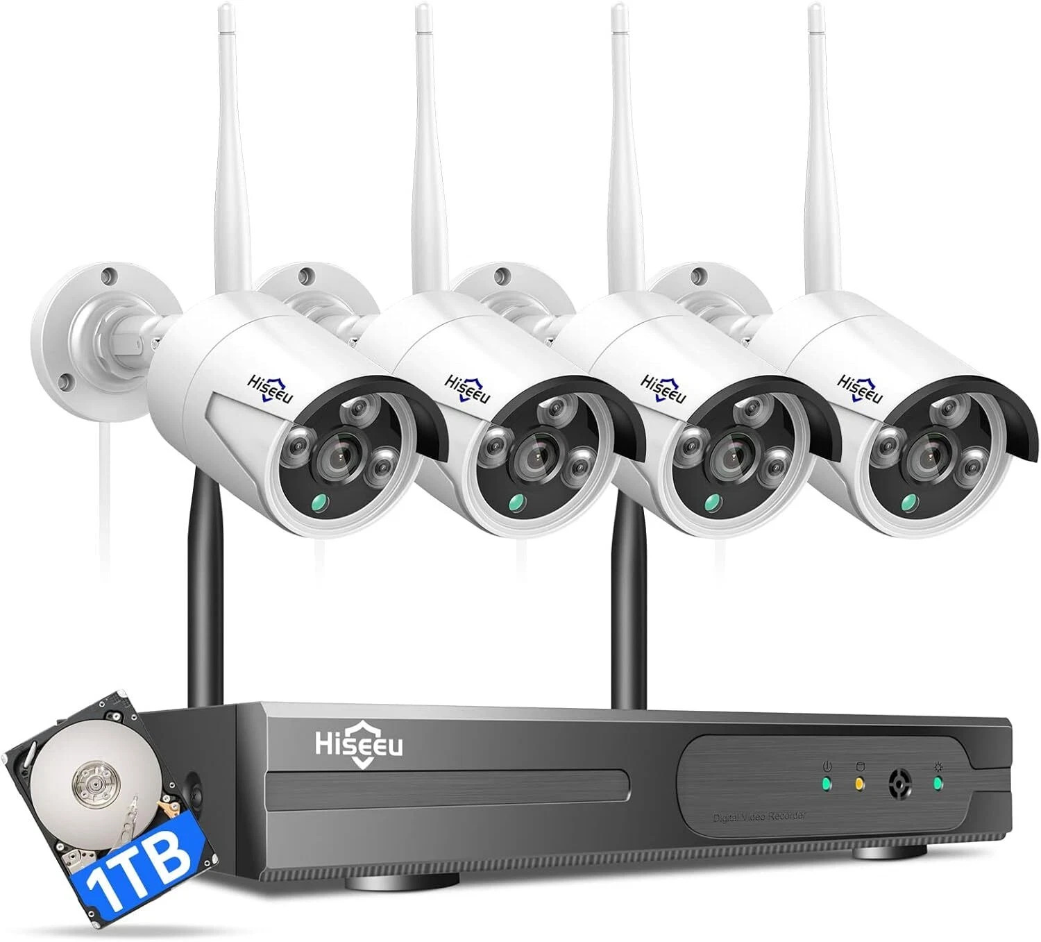 Wireless Pro 100ft Range Hiseeu Wireless Security Cam 1TB System,Expandable 16CH