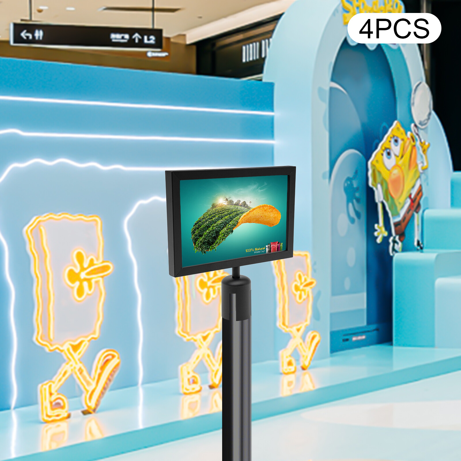 4 Pcs Sign Holder Poster Landscape Display Double Sided Sign Frame Baking Paint
