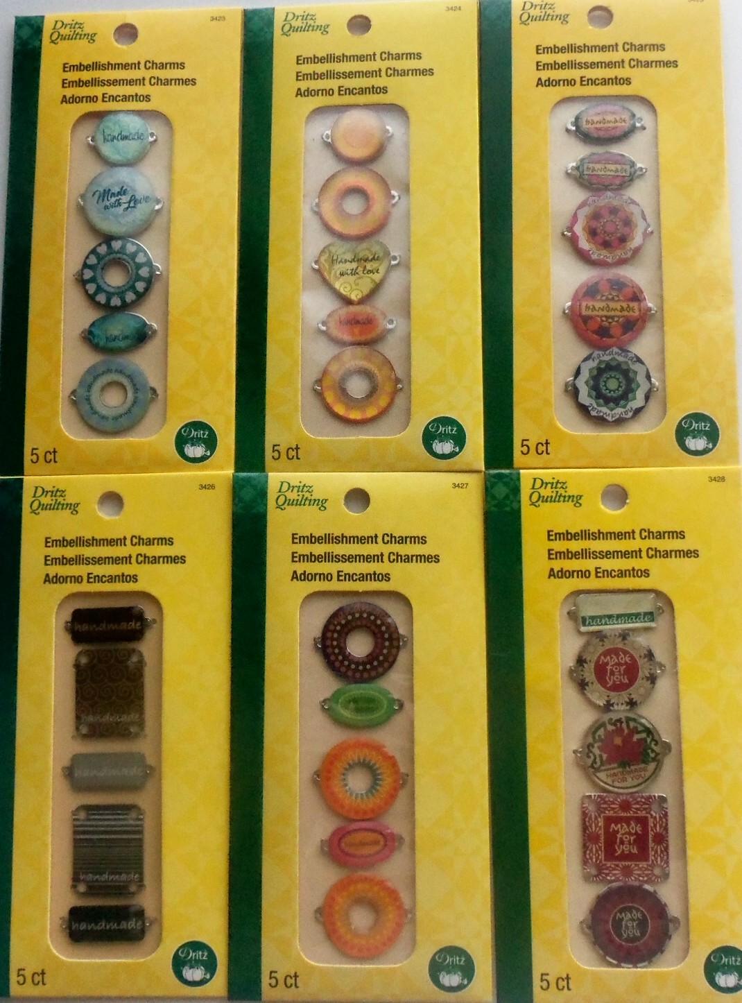 HANDMADE LABEL CHARMS ON QUILT OR  HAT MADE BY DRITZ MAKE IT VERY SPECIAL !!!!