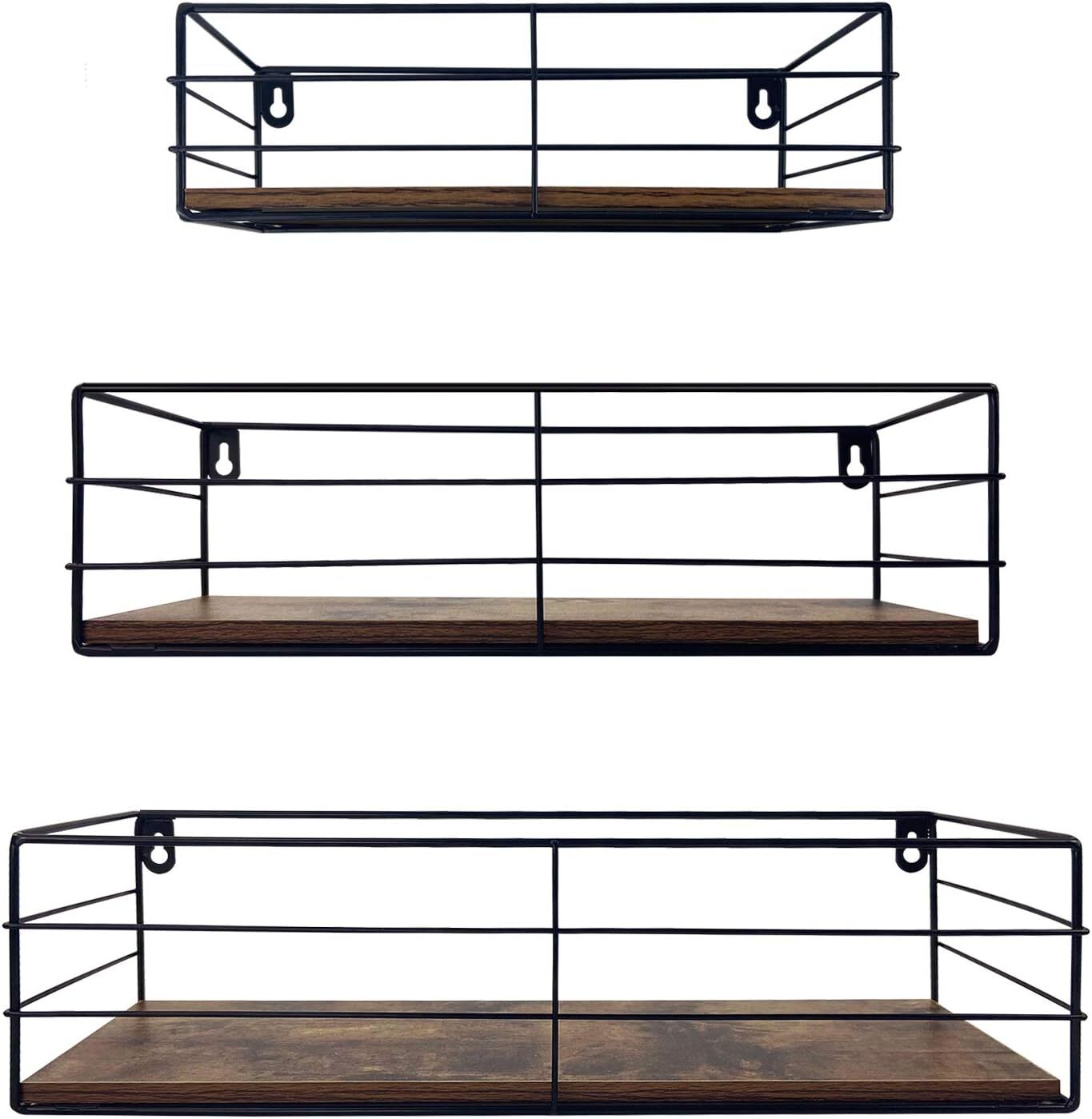 CRUGLA Floating Shelves Wall Mounted Set of 3, 3 Packs Shelves, Brown