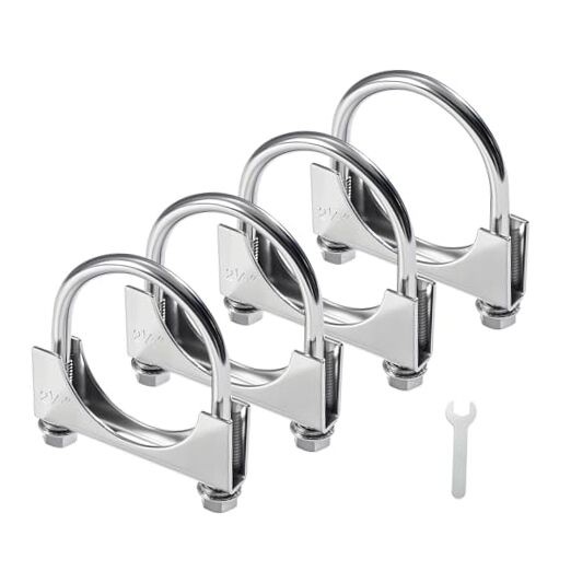 Heavy Duty U Bolt Exhaust Clamp, 2 1/2 Inch Stainless Steel U Muffler 2.5" 4