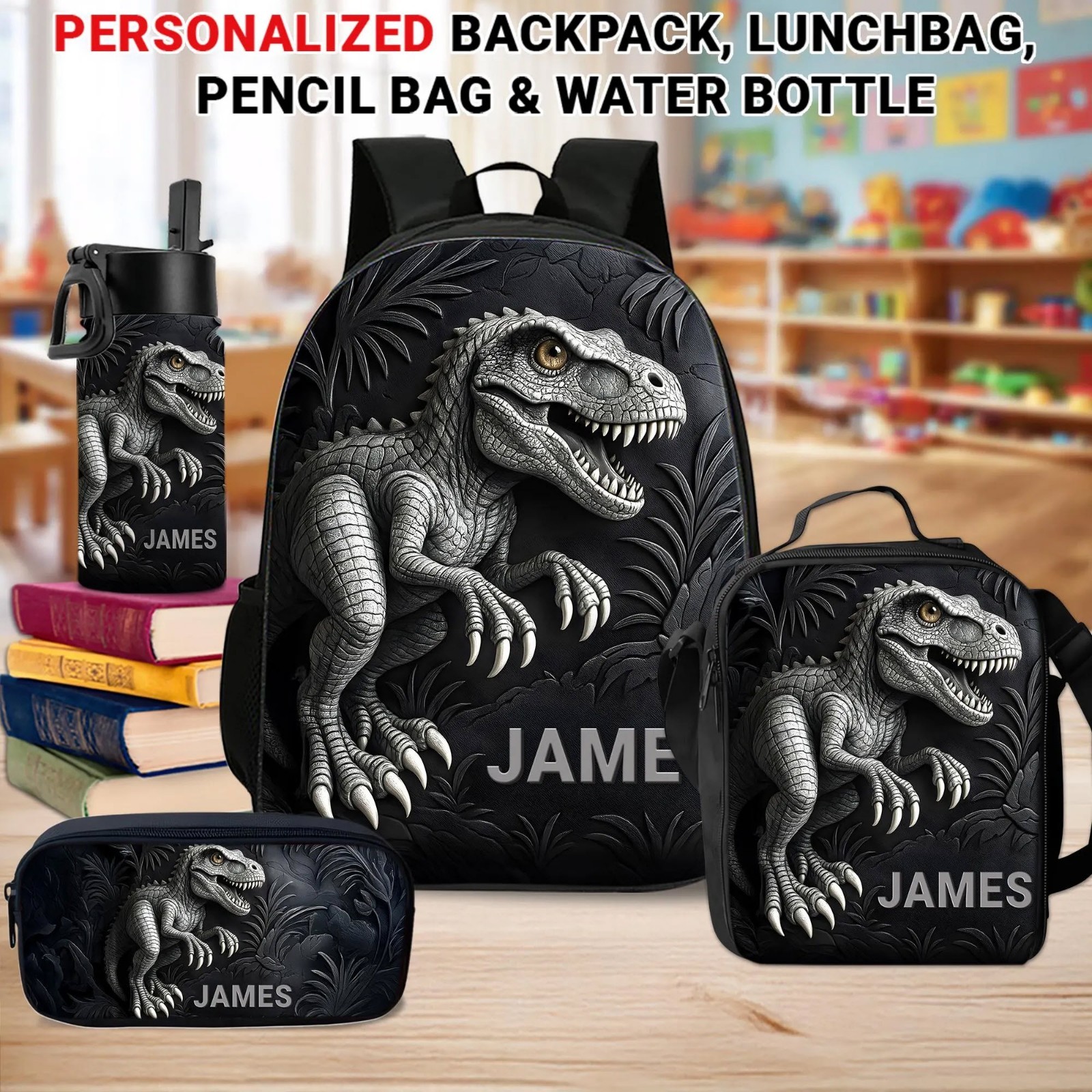 Personalized Kids Dinosaur Backpack Back To School Birthday Gift Boys Toddler Up