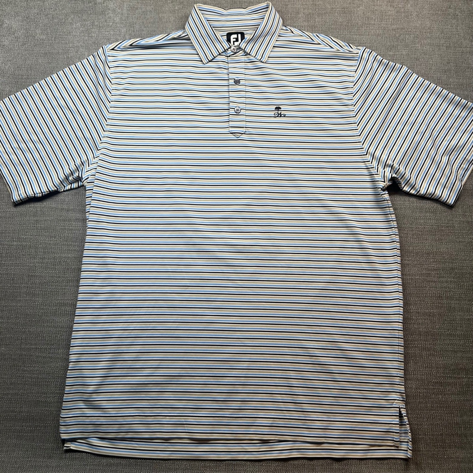 FootJoy Polo Shirt Mens Large Blue Striped  ProDry Stretch Golf Top