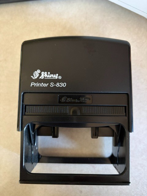 Shiny S-830 self inking stamper, used, black ink pad