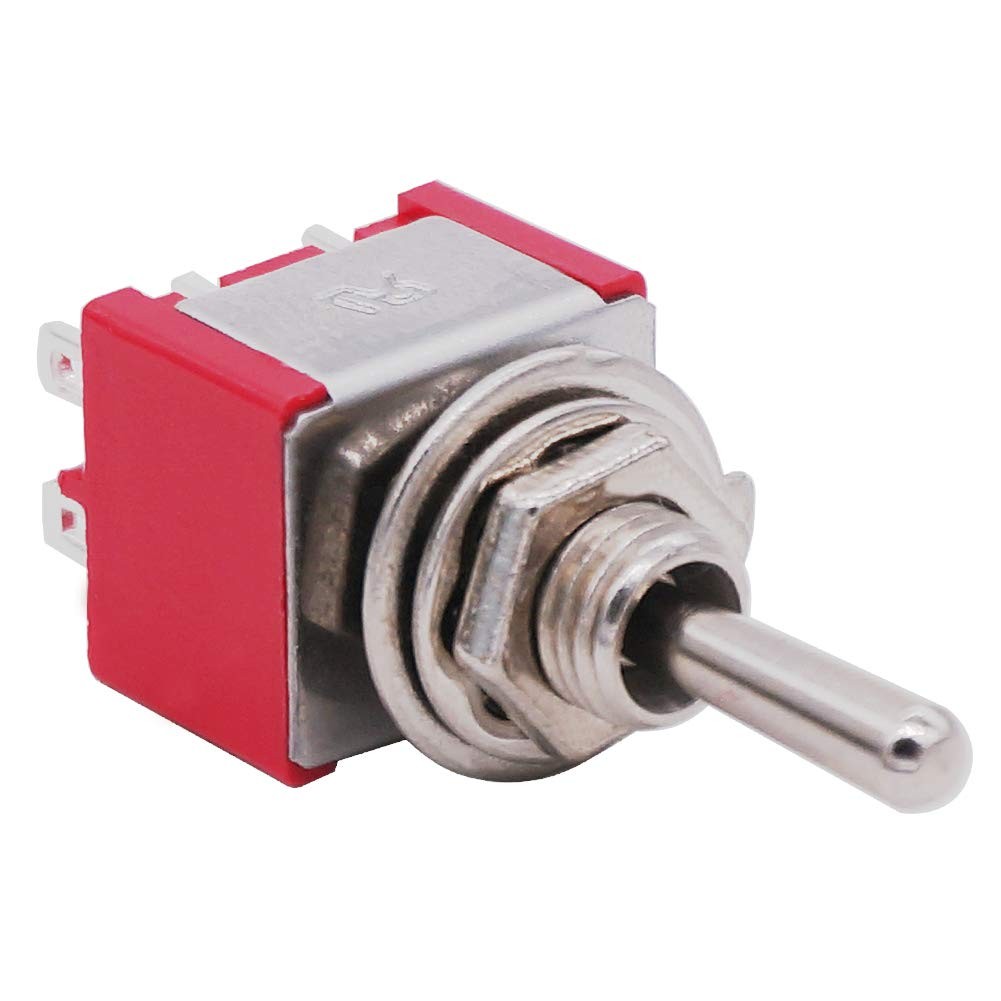 Twidec/6Pcs Mini Momentary Toggle Switch DPDT 3 Position 6 6Pin（ON)-OFF-(ON)