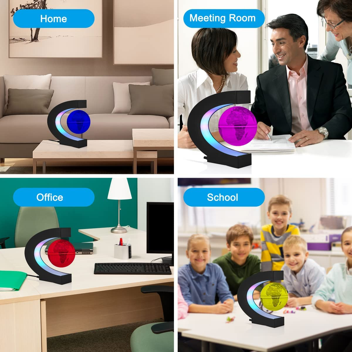 Levitating Globe with LED Lights, Multi-Color Changing Magnetic Levitation Globe