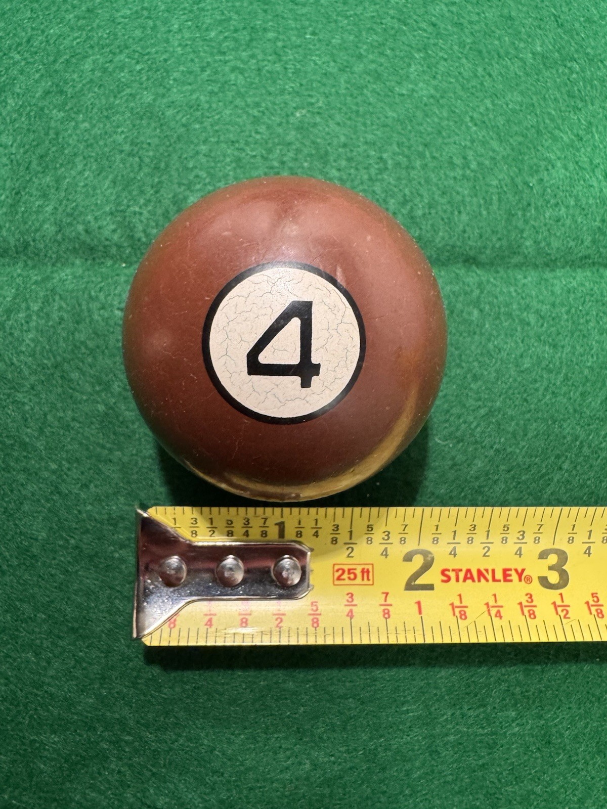Vintage “Clay” Billiard Pool Ball Solid Brown #4 Collectible