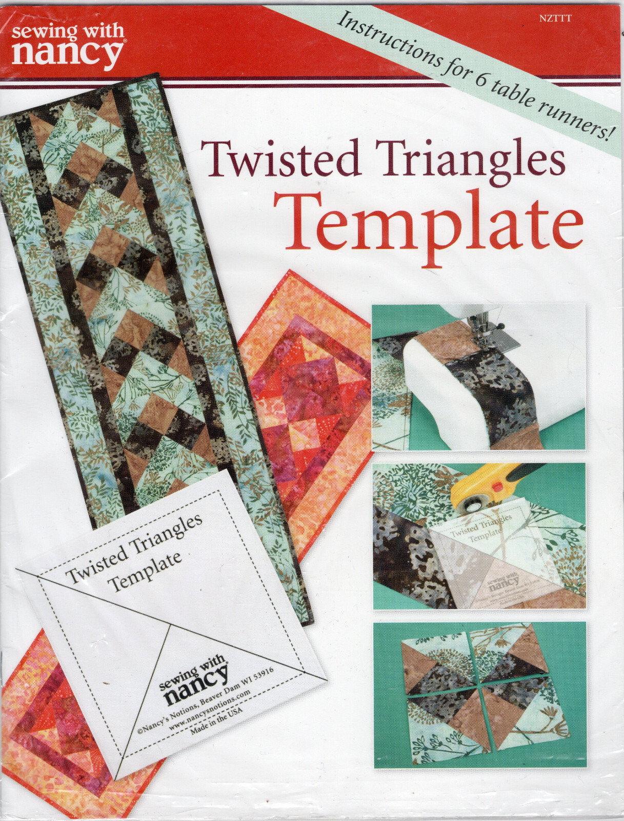 Twisted Triangles Template Sewing with Nancy NZTTT 6 Table Runner Instructions