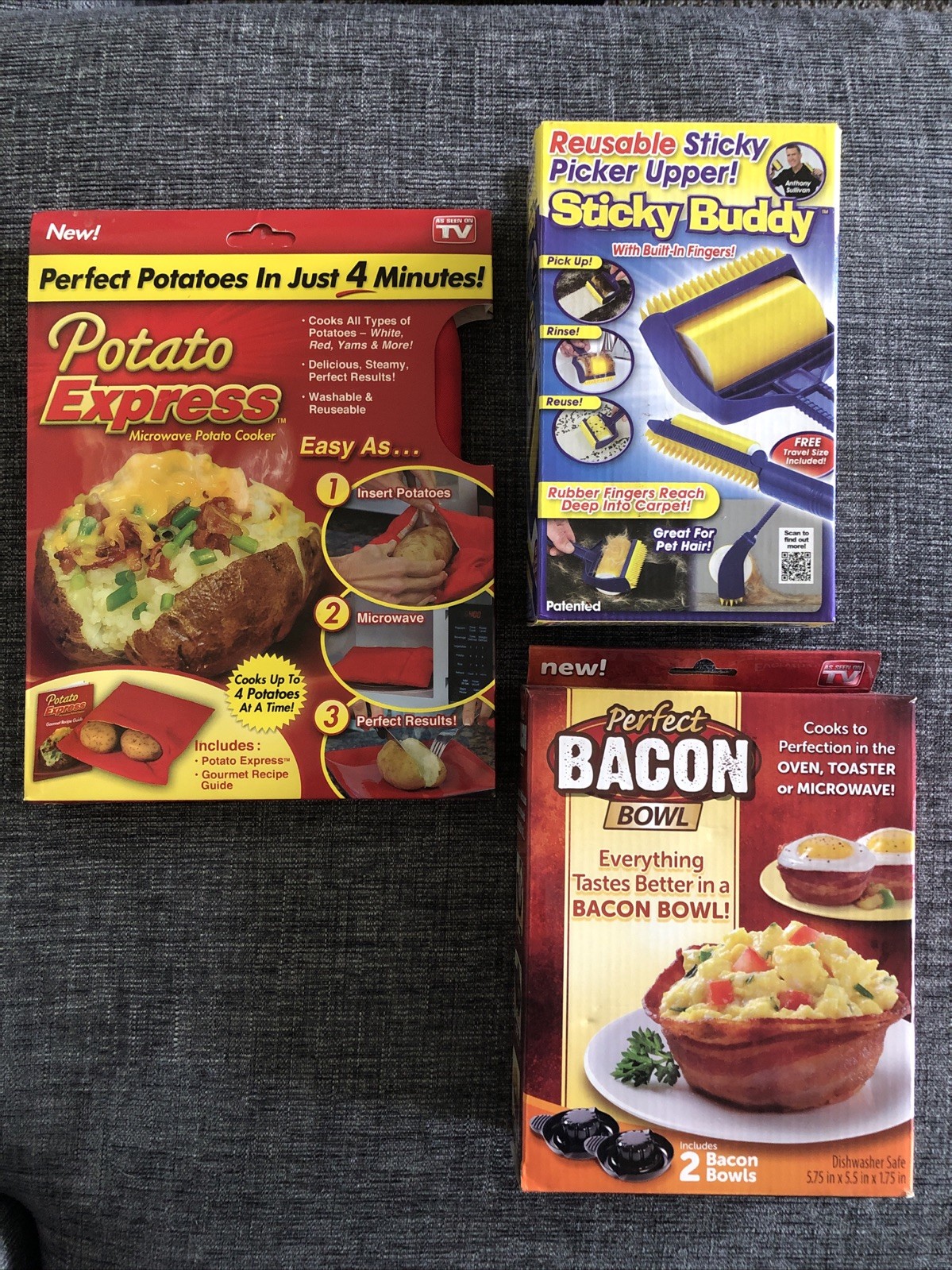 As Seen on TV Perfect Bacon Bowl - Potato Express Microwave Bag - Sticky Buddy