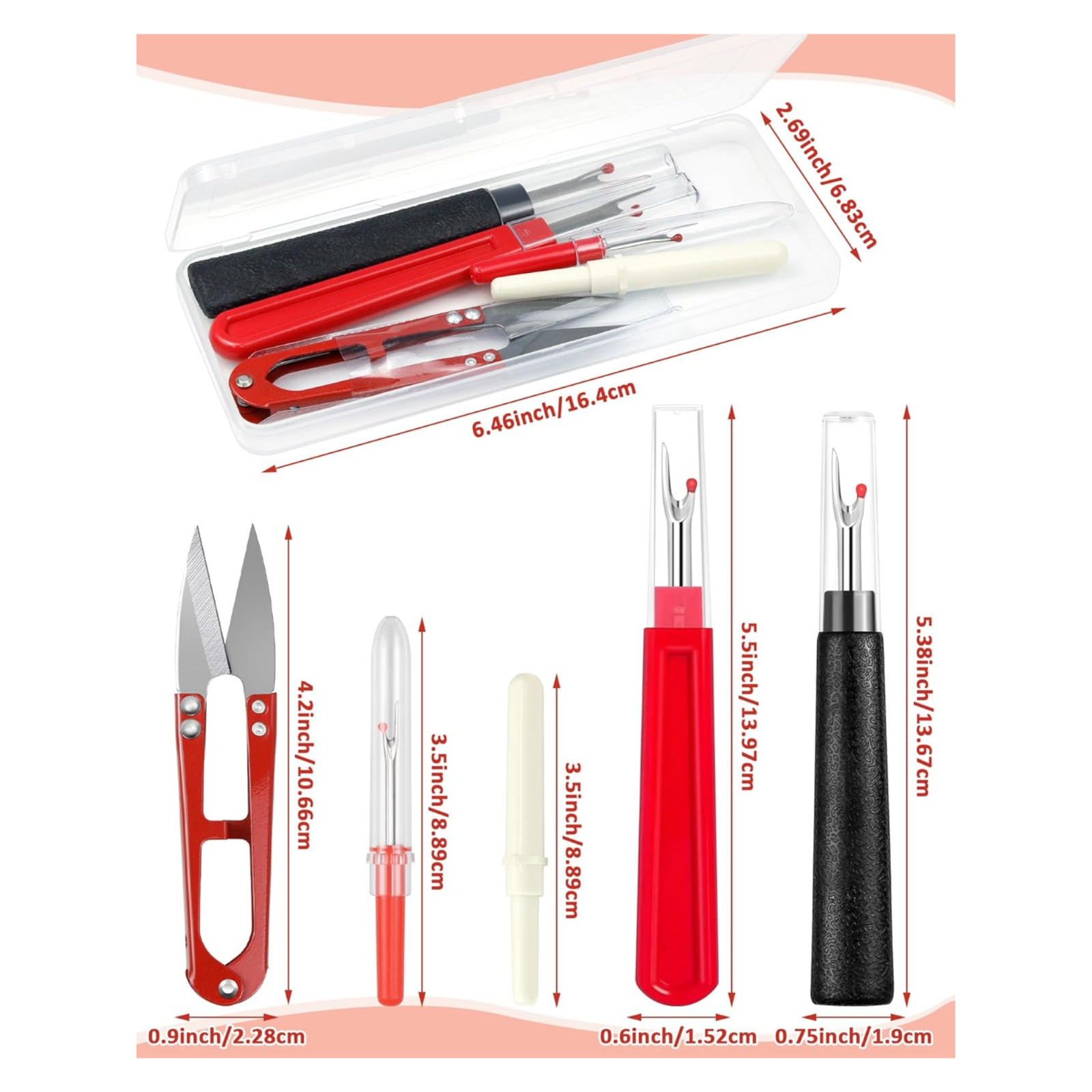 Seam Rippers for Sewing – 2 Big and 2 Small Stitch Remover Tools, Thread Ripper,