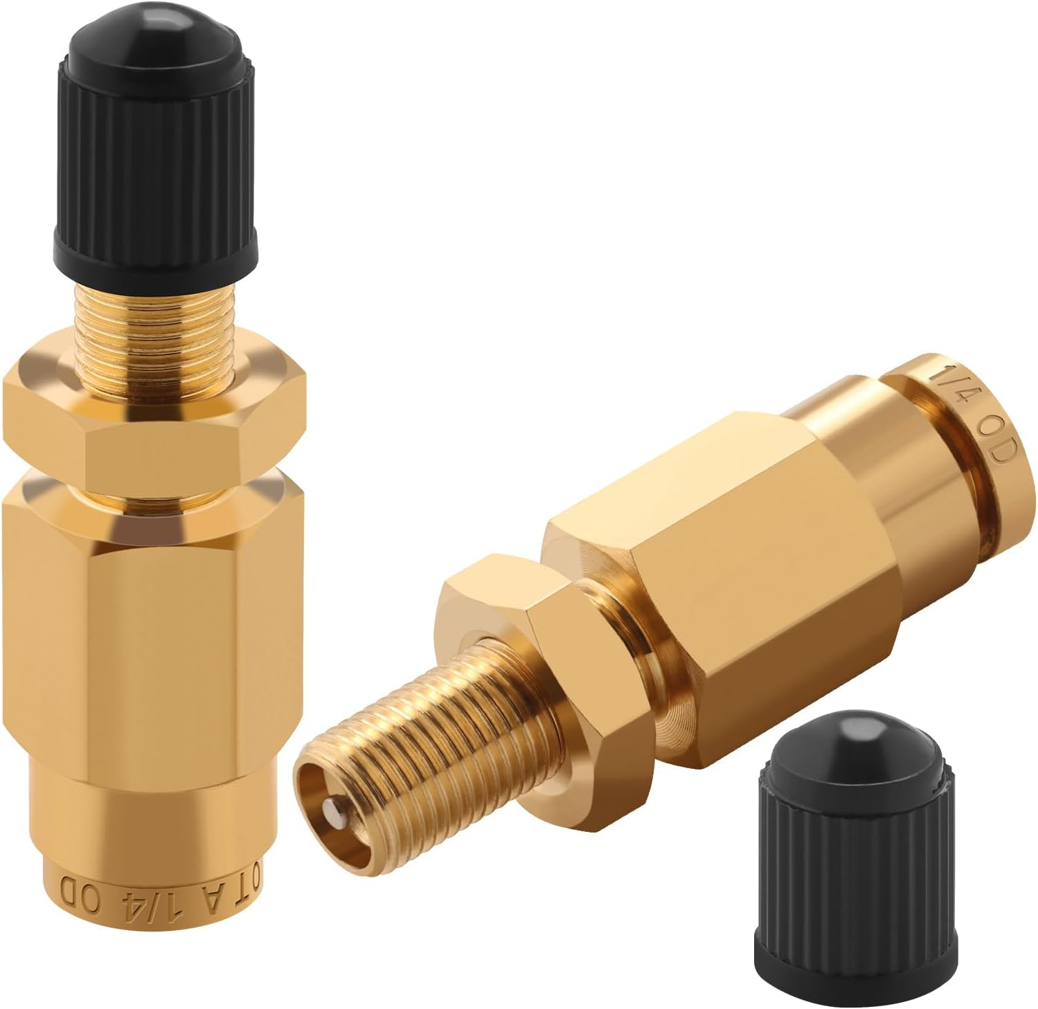 1/4" Inflation Schrader Valve with Push to Connect for 1/4" OD Air Line Tubing a