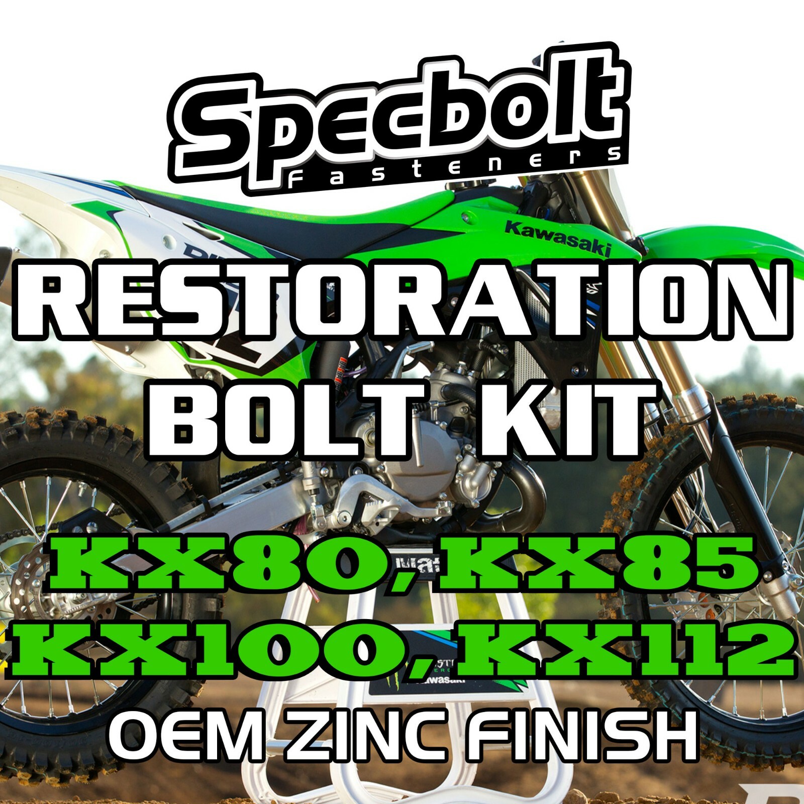 KX80 KX85 KX100 KX112 Restoration Bolt Kit Kawasaki KX 80 85 100 Specbolt Zinc