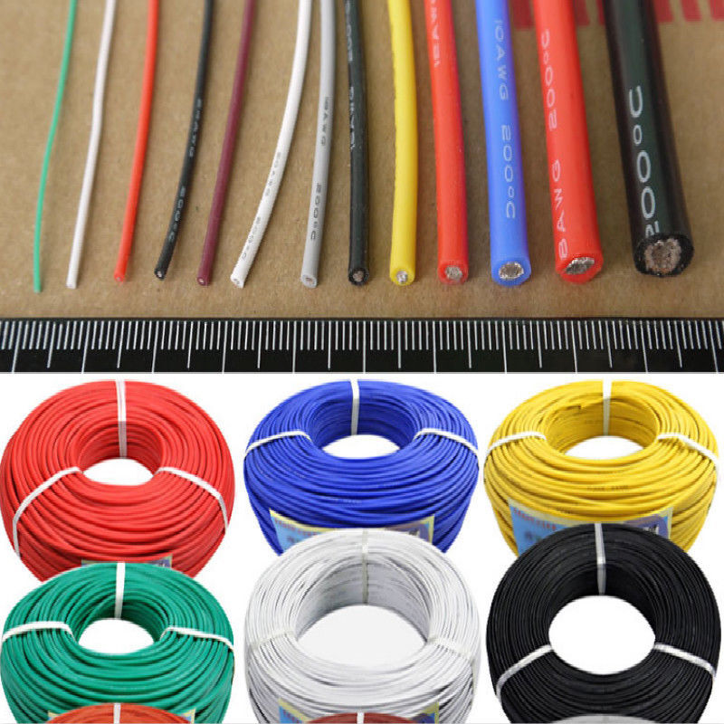 8AWG-30AWG Flexible Silicone Wire Insulation Tinned Copper Cable Black Red Line