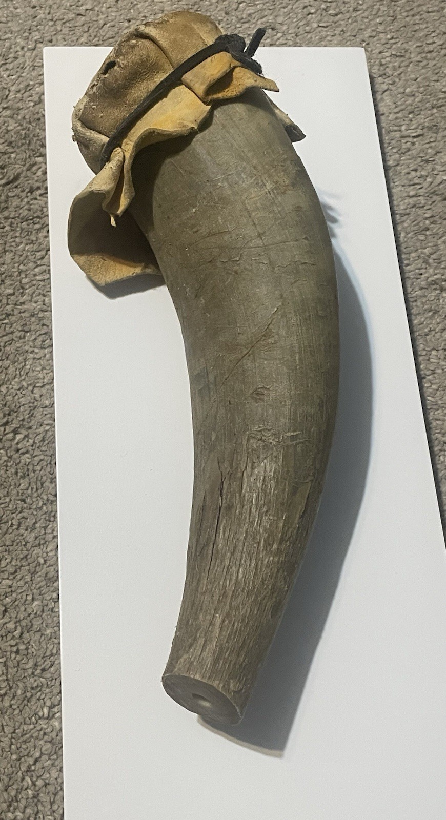 Gun Powder Horn Holder With Leather Strap