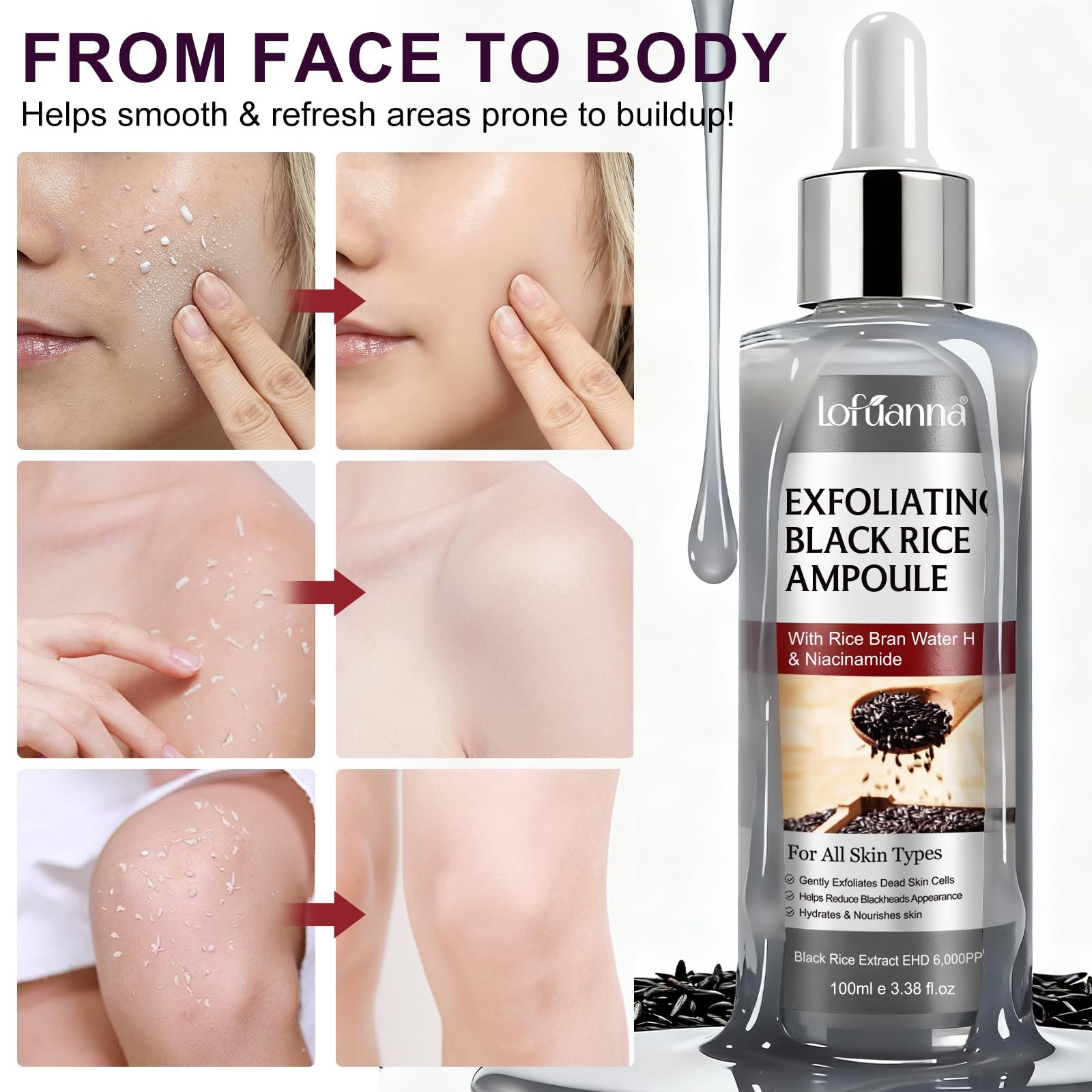 Black Rice Exfoliant, Peel Shot Glow 3.38 Fl Oz (Pack of 1),