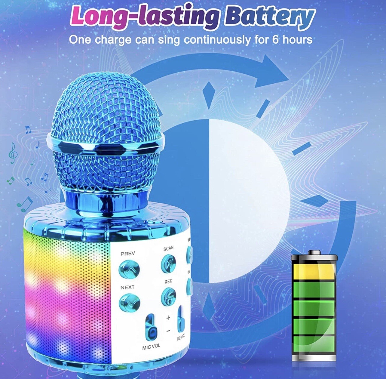 icnice wireless bluetooth karaoke microphone 2 pack 5-in-1, portable handheld