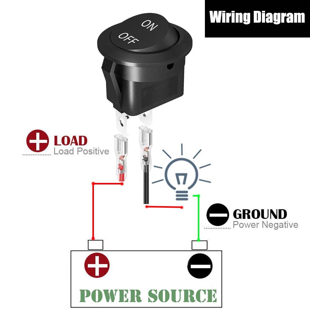 AC DC Round Rocker SwitchON Off Round Rocker SwitchesAC 6A/250V 10A/125V SPST...