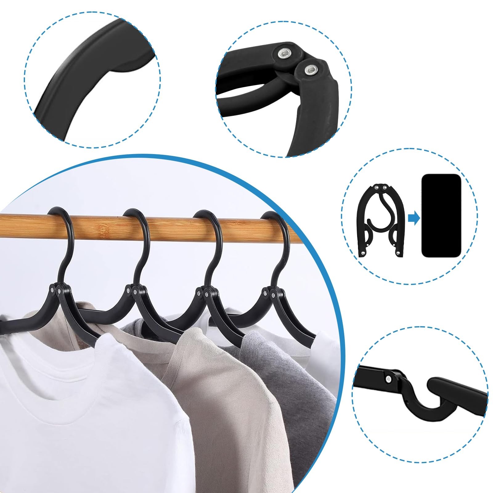 30 Pack Foldable Travel Hangers with 20 Clips - Cruise Essentials 2025 Lightw...