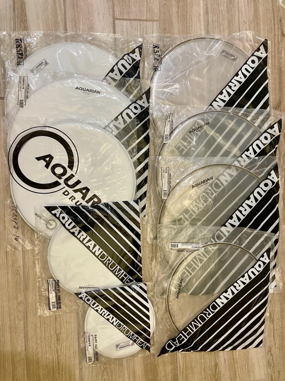 9 NEW Aquarian Drum Heads Lot.  25% off!!!
