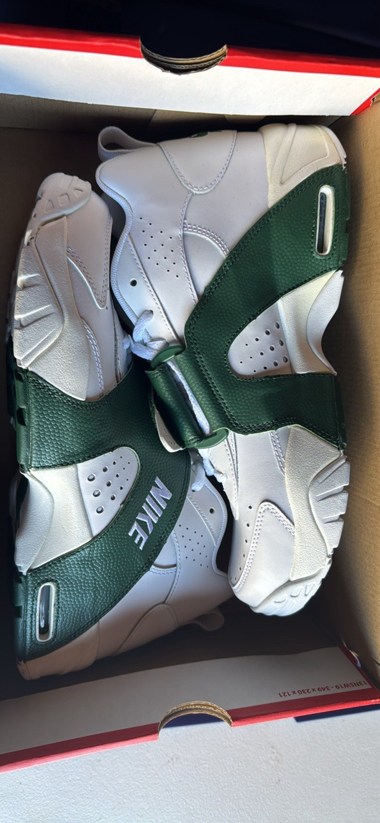 Nike Men's Mid Top Athletic Sneaker White/Green Hook & Loop Strap Lace-Up