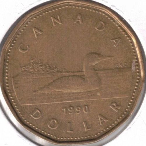 1990 Canada Circulated Loonie $1 One Dollar Coin!