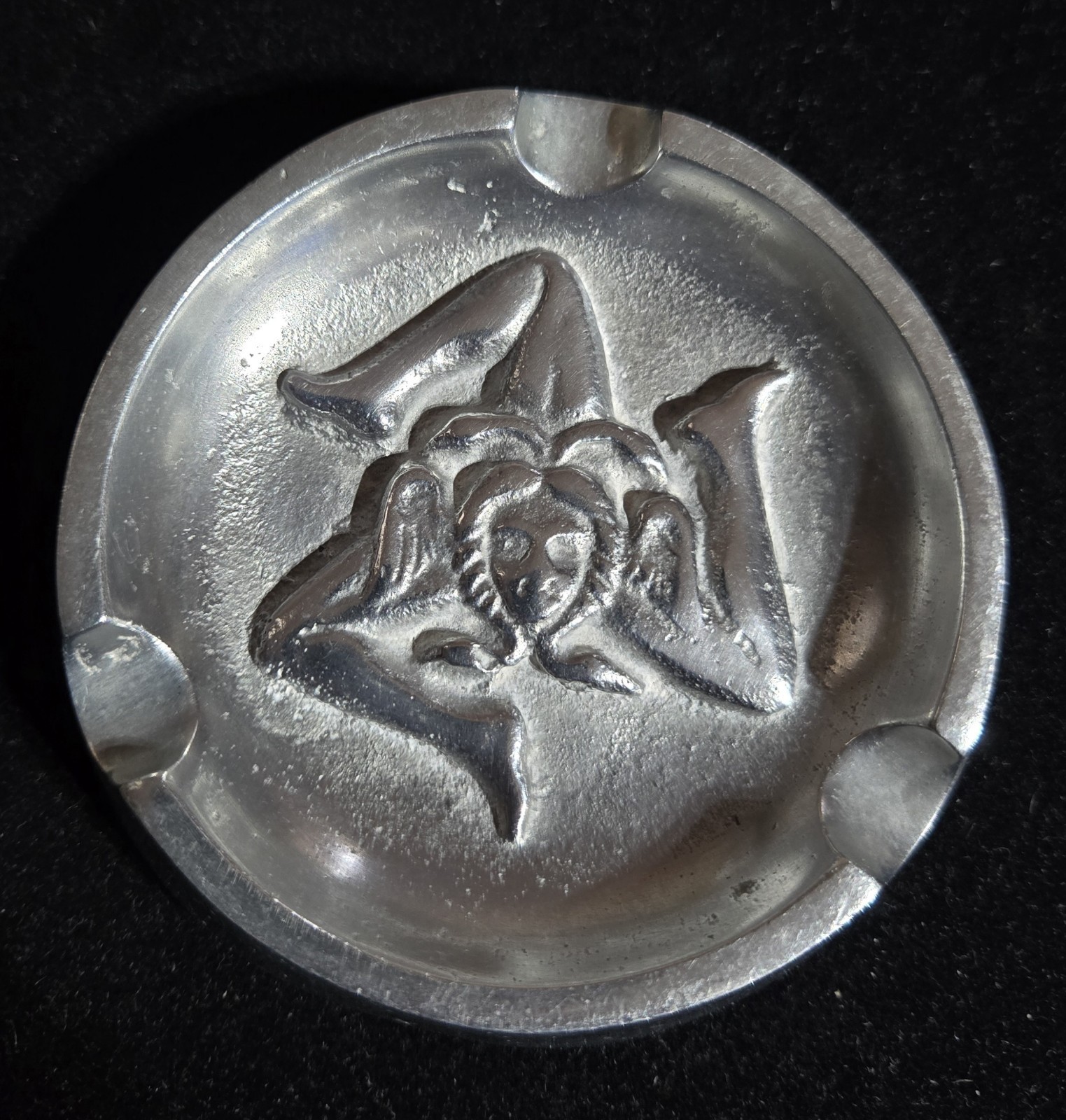 Vintage Sicily Italy 1944 Trinacria Head Ashtray WWII Aluminum? Handmade?