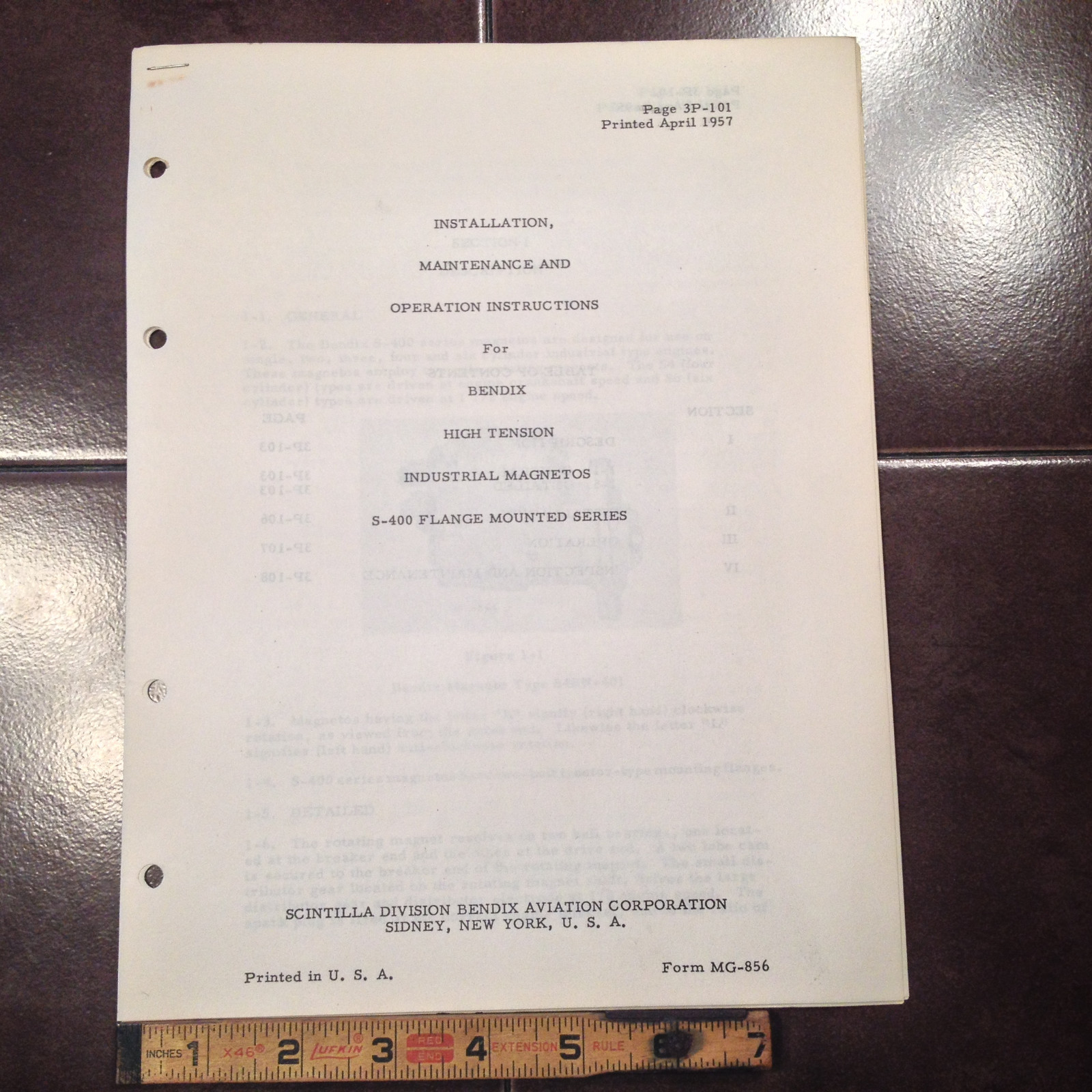 Bendix S-400 Flange Mounted Magneto Install, Service & Operation Manual