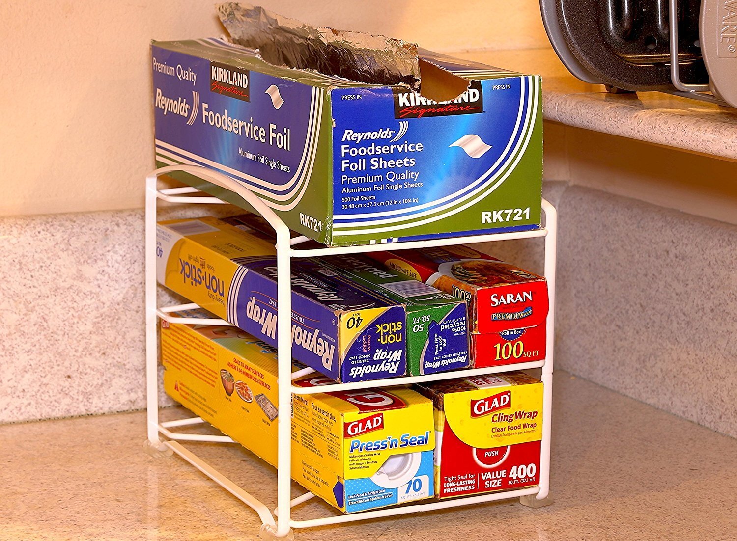 Re Kitchen Wrap Organizer Rack White
