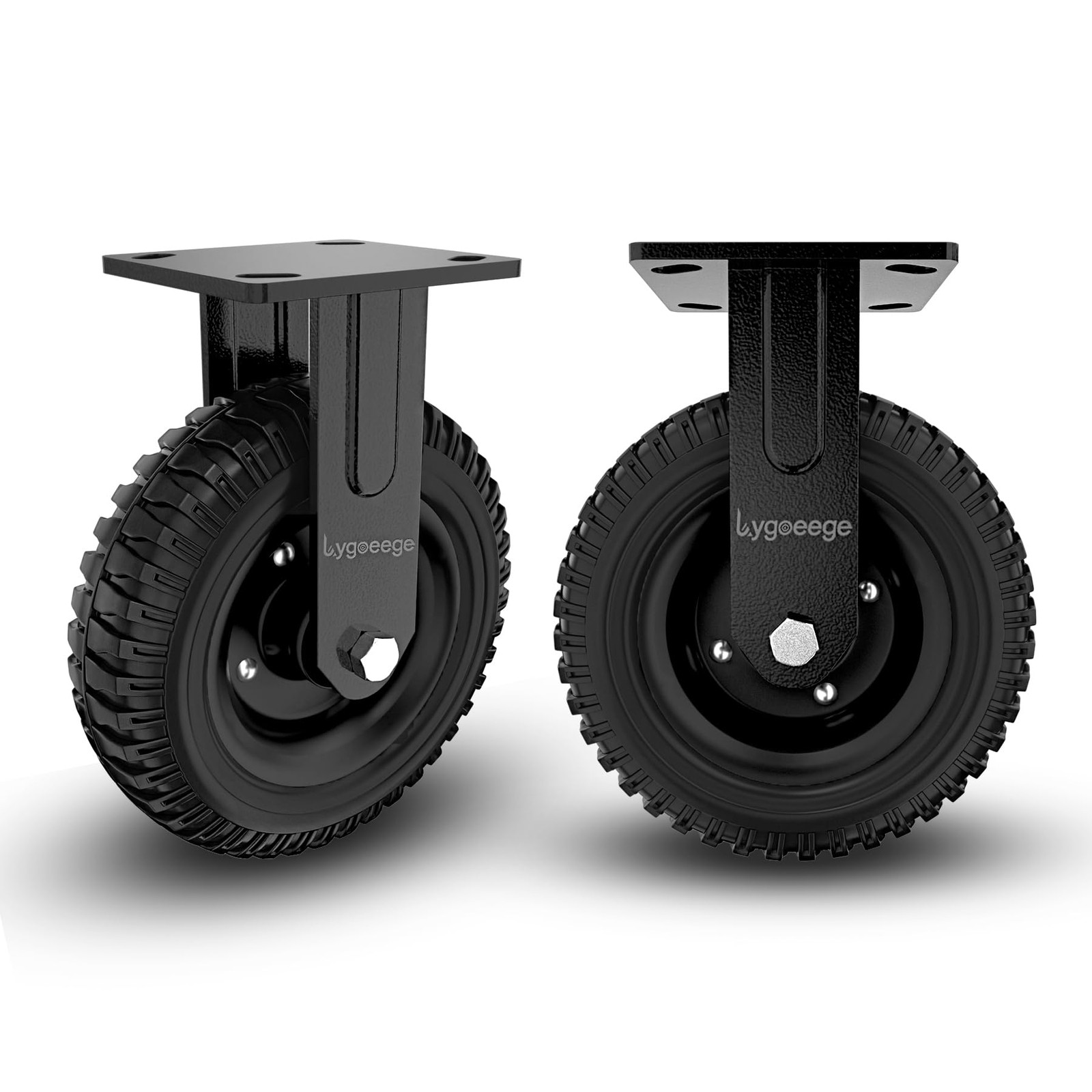 Lygoeege BK-FX2 Fixed Heavy Duty Caster Wheel 8in 1000lb Solid Rubber Black