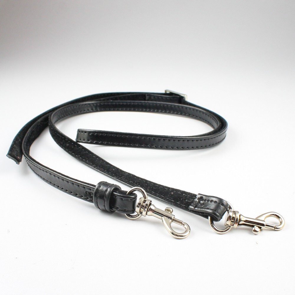 Unbranded -  1cm Wide Black Faux Leather Bag Strap w/ Swivel Clips