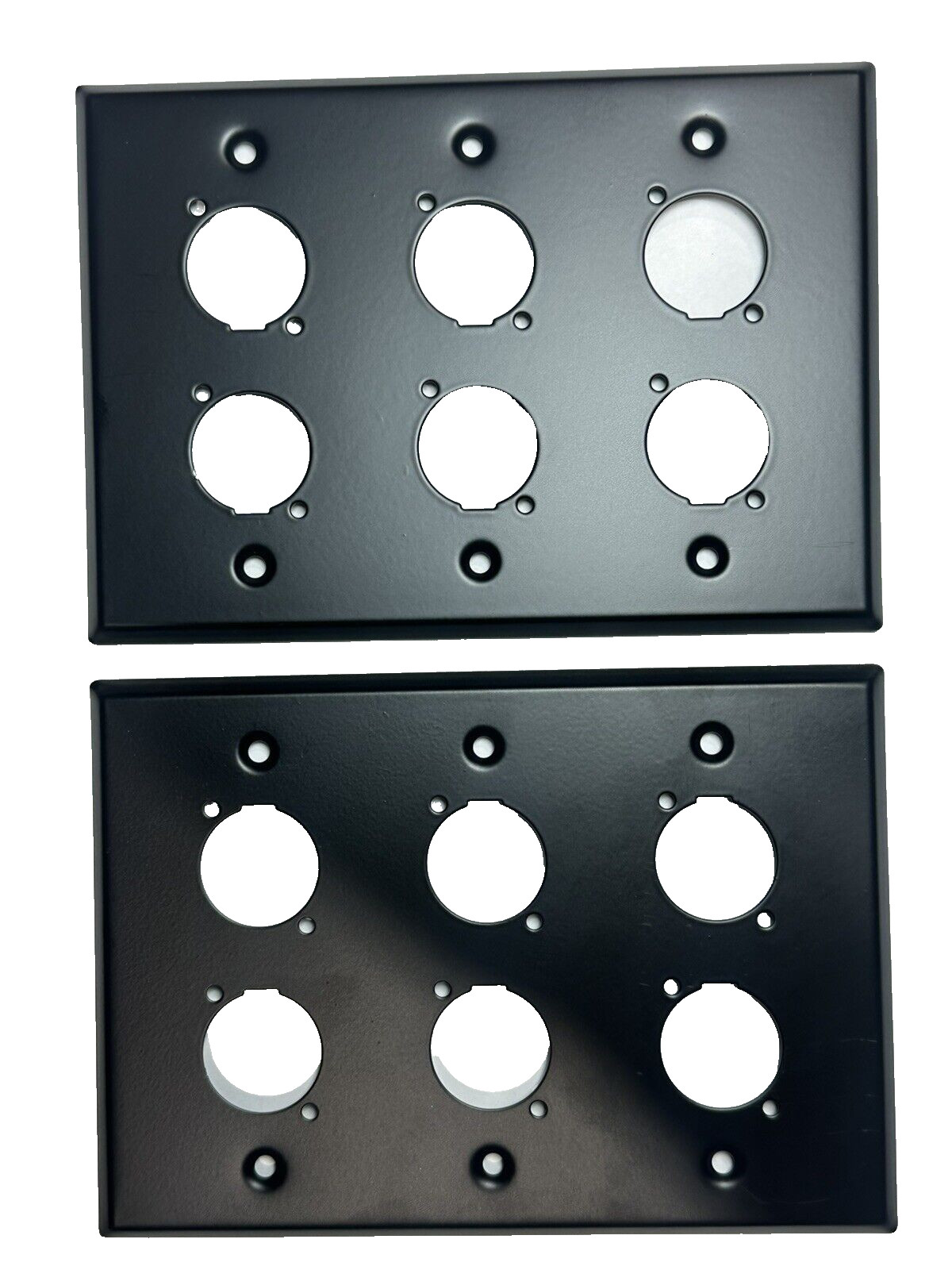 (2) Two Triple Gang Wall Plate for Six XLR Male / Female "D" BLACK Steel