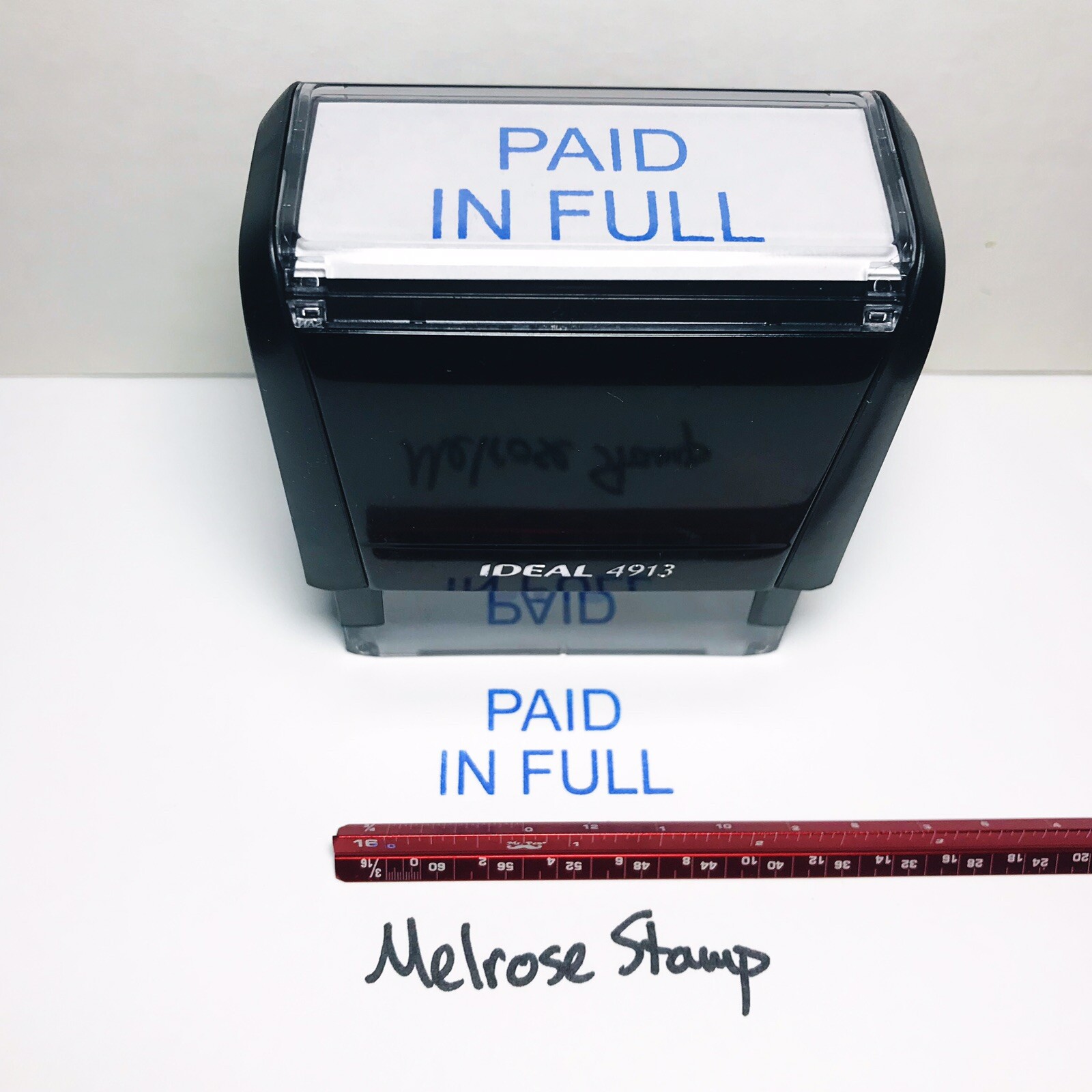 Paid In Full Rubber Stamp Blue Ink Self Inking Ideal 4913