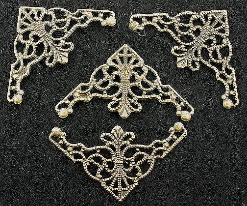 FOUR 48mm x 26mm ORNATE BRONZE COLOR FILIGREE FINDINGS CF613