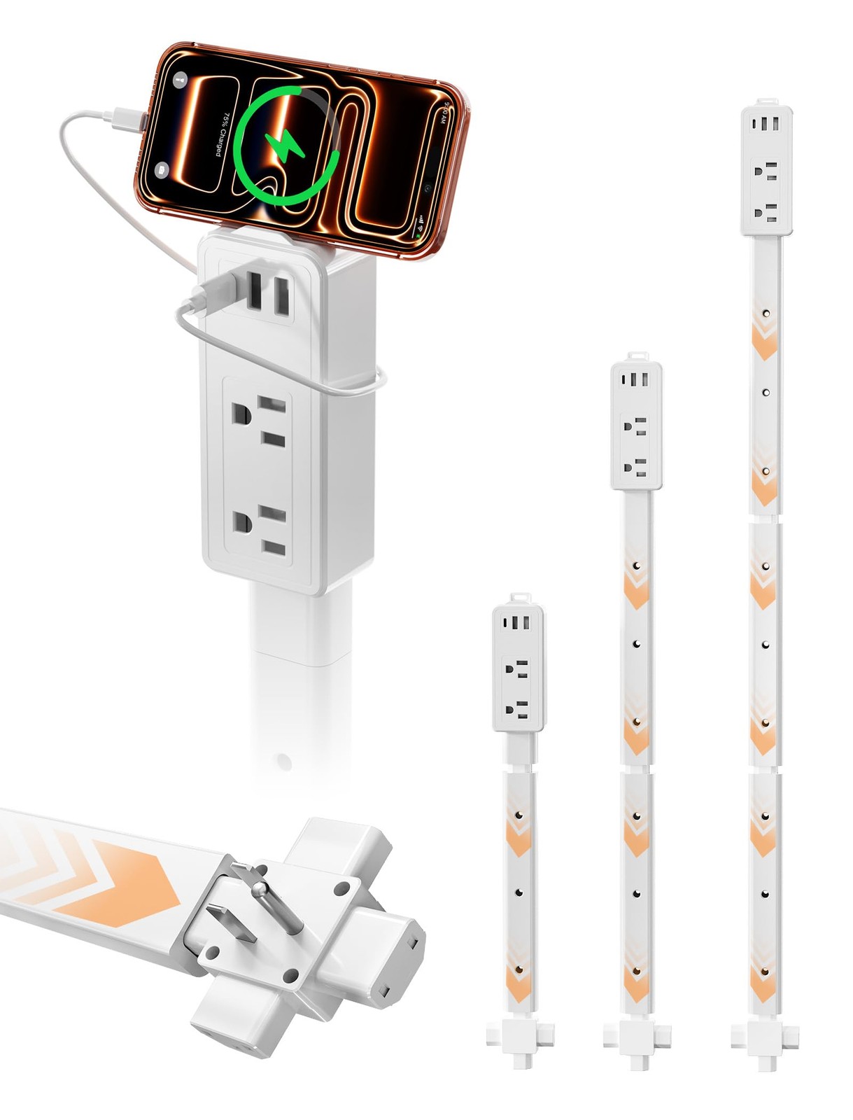 Reach Behind Furniture - Extendable Outlet Extender 17 -36 With USB C