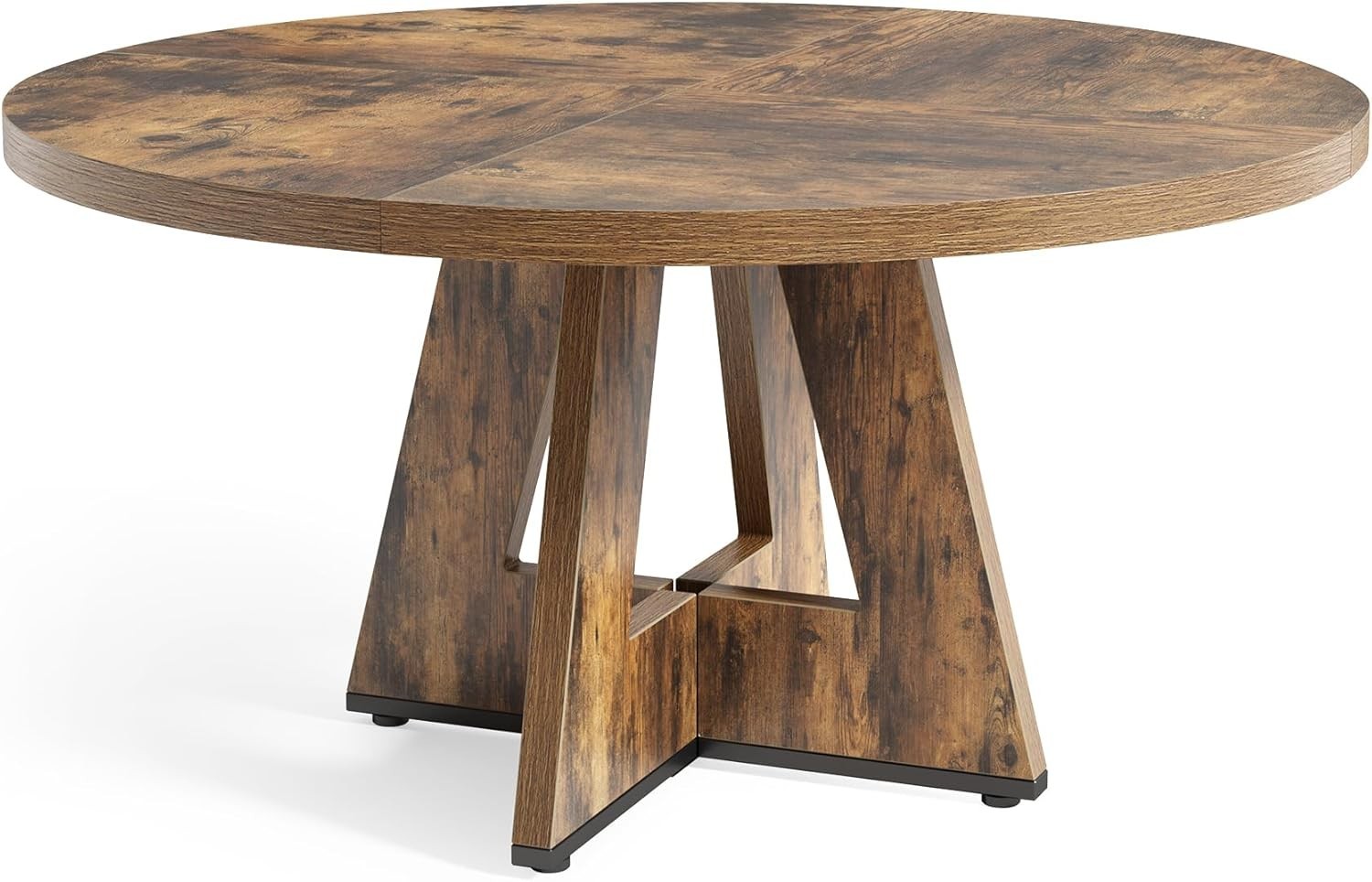 Rustic Brown Round Dining Table for 4-6 - Perfect for Dining Rooms & Kitchens