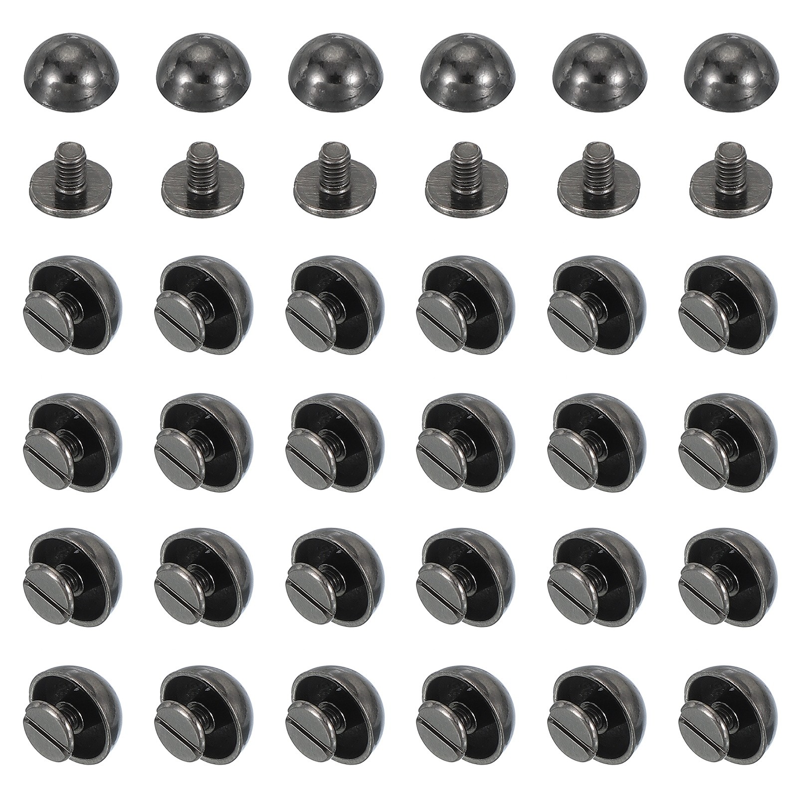 1/2" Dome Spikes Studs, 100 Sets Nailhead Screw Back Rivets for Craft, Black