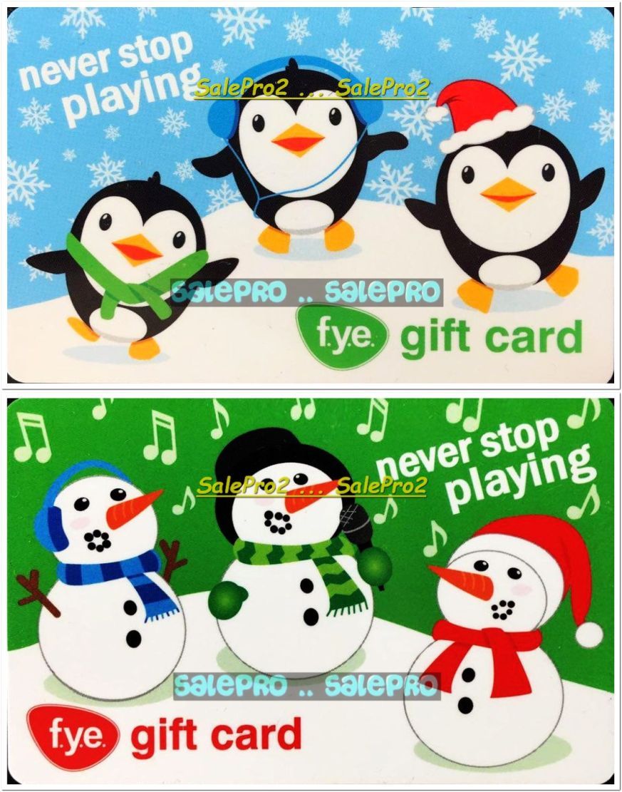 2x F.Y.E. USA HAPPY WINTER TIMES PENGUINS SNOWMEN SONG COLLECTIBLE GIFT CARD LOT