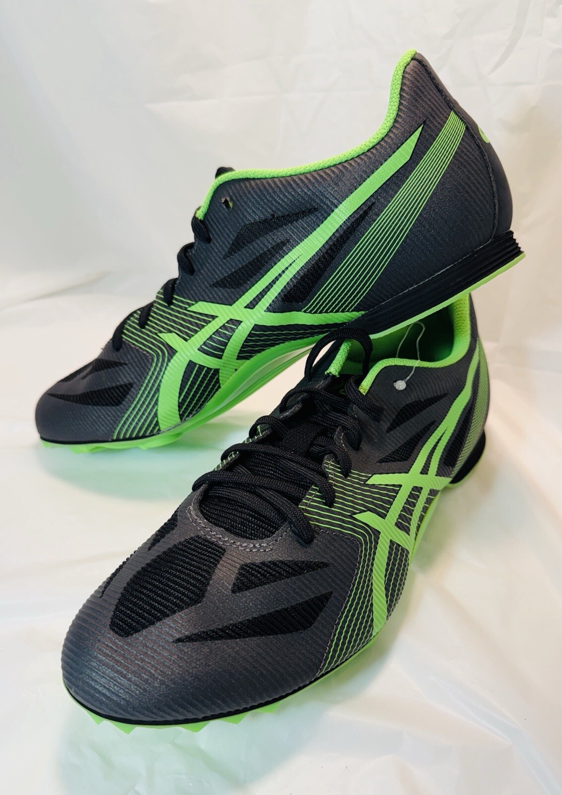 ASICS Men's Hyper MD 6 Track Running Shoes 11 Charcoal Flash Green with 10 pins