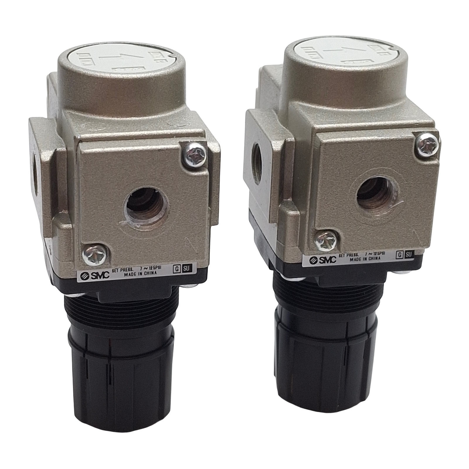 Lot of 2 SMC AR20-N01-Z Pneumatic Regulator, 7-125psi, 1/8in NPT Ports