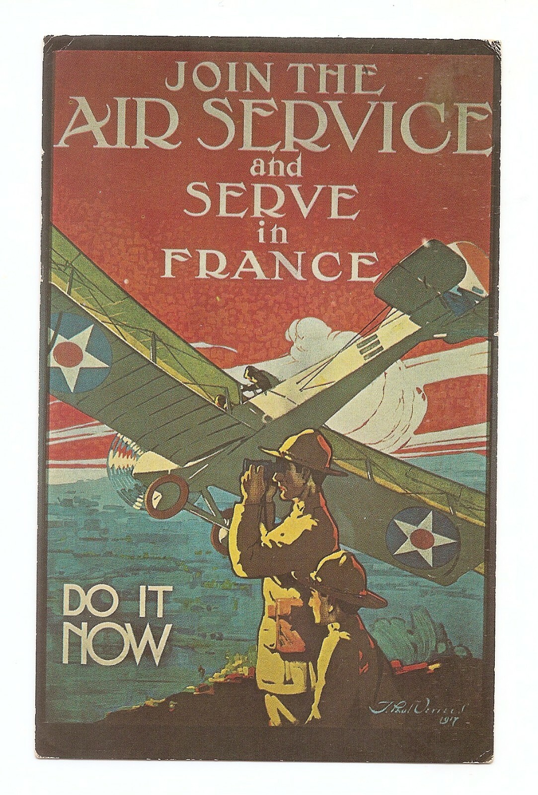 WW 1 , "JOIN THE AIR SERVICE AND SERVE IN FRANCE" REPLICA WW1 POSTCARD, UNPOSTED