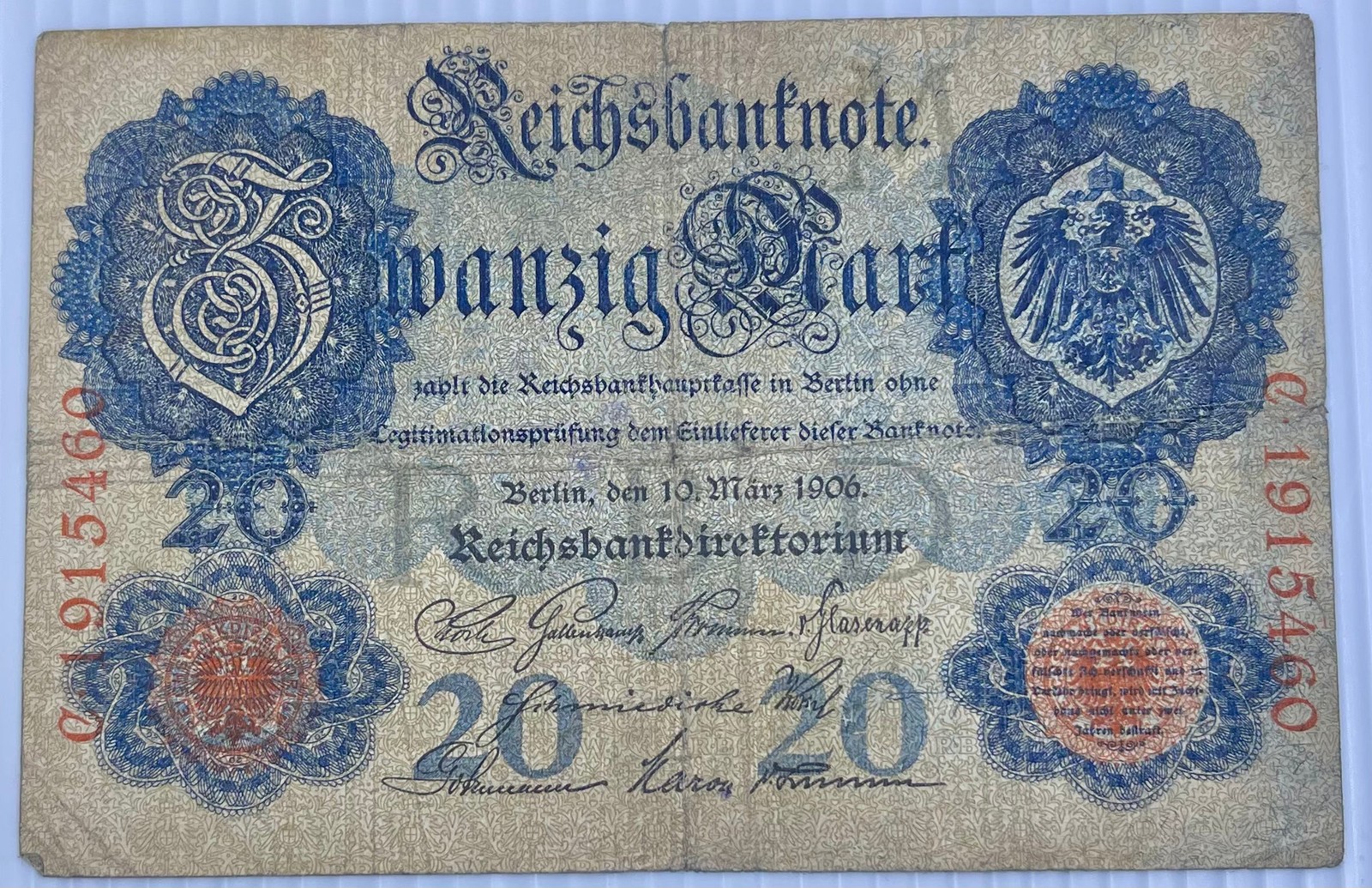 Germany 1914 20 Mark P-46 Used World Banknote 1914 From LotGermany 1914 20 Mark