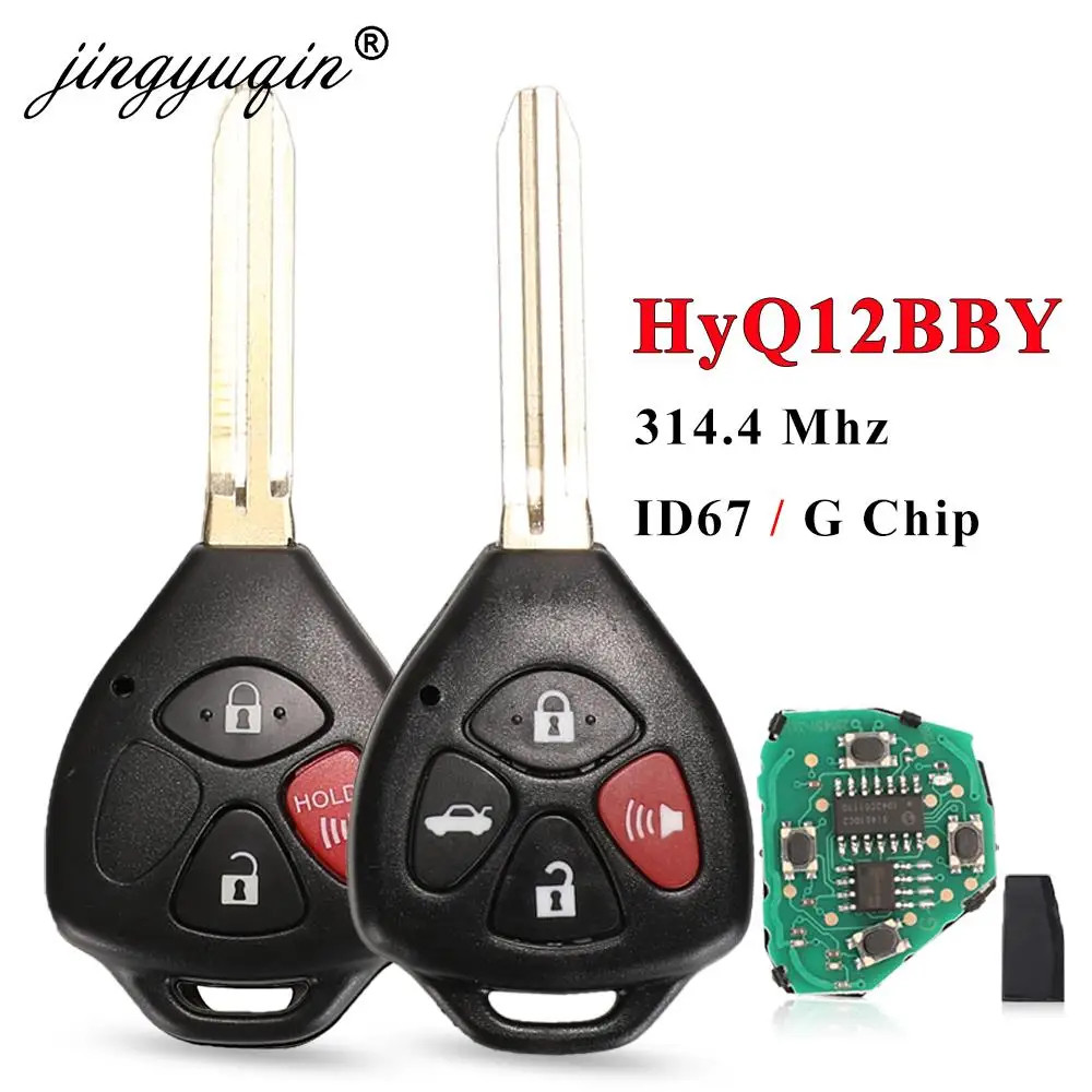 jingyuqin HyQ12BBY 314.4 Mhz ID67 3/4 Buttons Car Remote Key for Toyota Camry Av