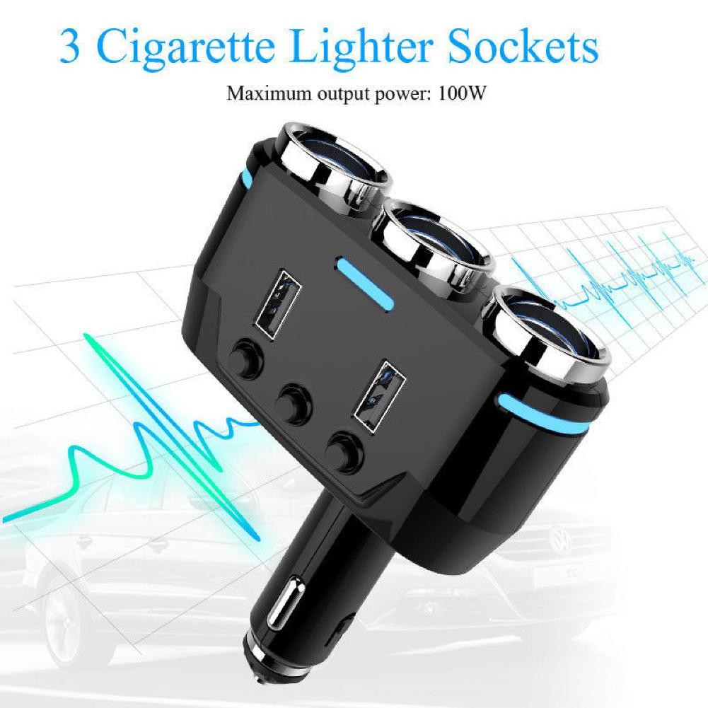 12V-24V Power Adapter Cigarette Lighter Socket Splitter Dual USB Car Charger E