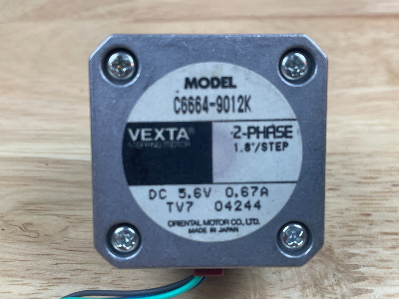Oriental Motor Vexta C6664-9012K Stepper Motor, 1.8 Degrees/Step