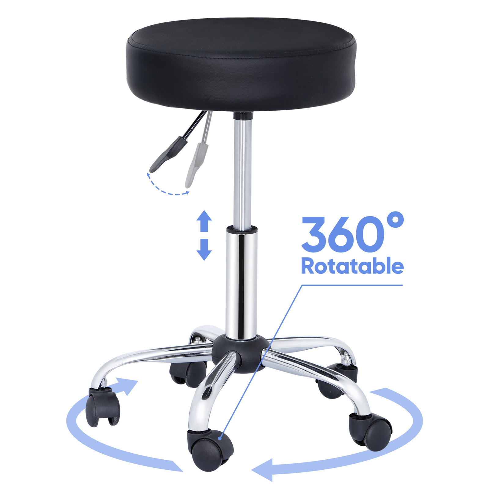 4PCS Hydraulic Salon Rolling Stool Adjustable Swivel Chair w/Wheels for Message
